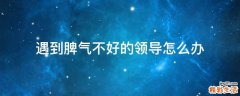 遇到脾气不好的领导怎么办