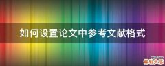 如何设置论文中参考文献格式