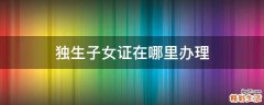 独生子女证在哪里办理