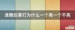 速腾后雾灯为什么一个亮一个不亮