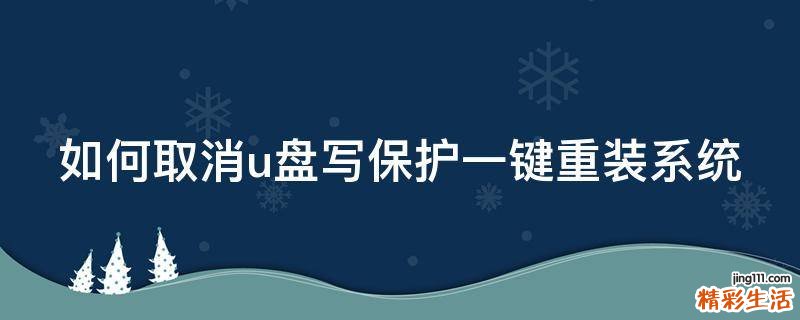 如何取消u盘写保护一键重装系统