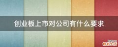 创业板上市对公司有什么要求