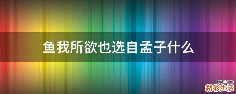 鱼我所欲也选自孟子什么