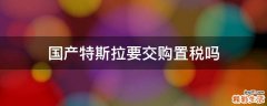 国产特斯拉要交购置税吗