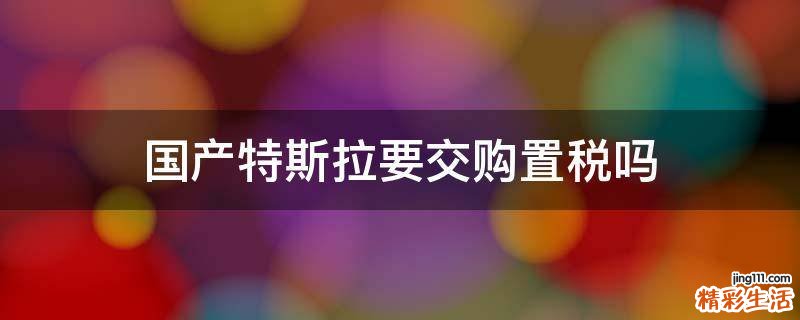 国产特斯拉要交购置税吗