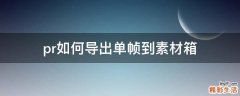 pr如何导出单帧到素材箱