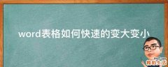 word表格如何快速的变大变小