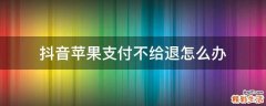 抖音苹果支付不给退怎么办