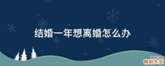 结婚一年想离婚怎么办
