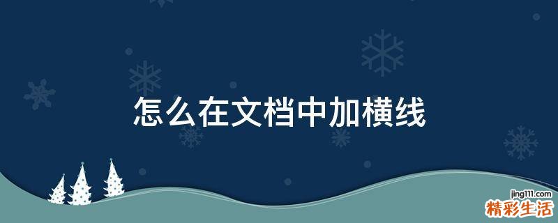 怎么在文档中加横线