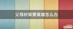 父母吵架要离婚怎么办