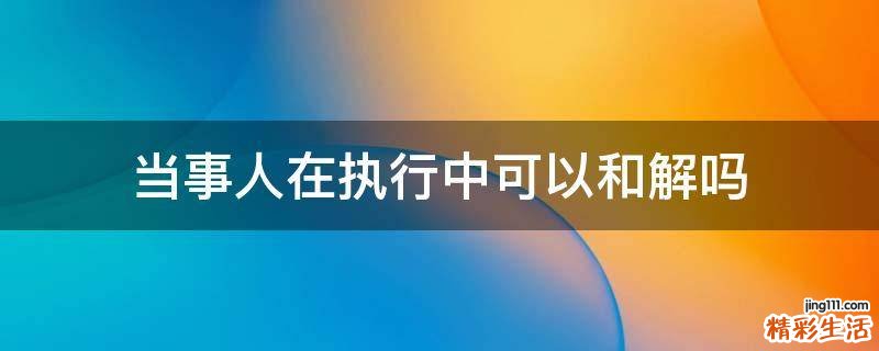 当事人在执行中可以和解吗