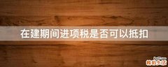 在建期间进项税是否可以抵扣