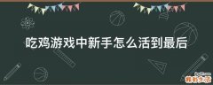 吃鸡游戏中新手怎么活到最后