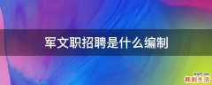 军文职招聘是什么编制