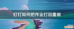 钉钉如何把作业打回重做