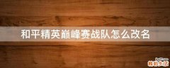 和平精英巅峰赛战队怎么改名