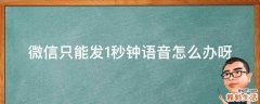 微信只能发1秒钟语音怎么办呀