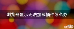 浏览器显示无法加载插件怎么办