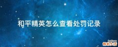 和平精英怎么查看处罚记录