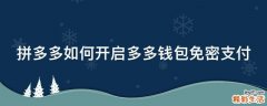 拼多多如何开启多多钱包免密支付