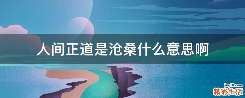 人间正道是沧桑什么意思啊