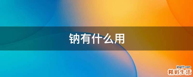 钠有什么用