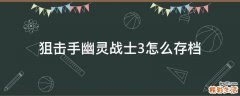 狙击手幽灵战士3怎么存档