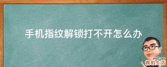 手机指纹解锁打不开怎么办