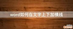 word如何在文字上下加横线