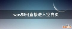 wps如何直接进入空白页