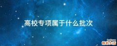 高校专项属于什么批次