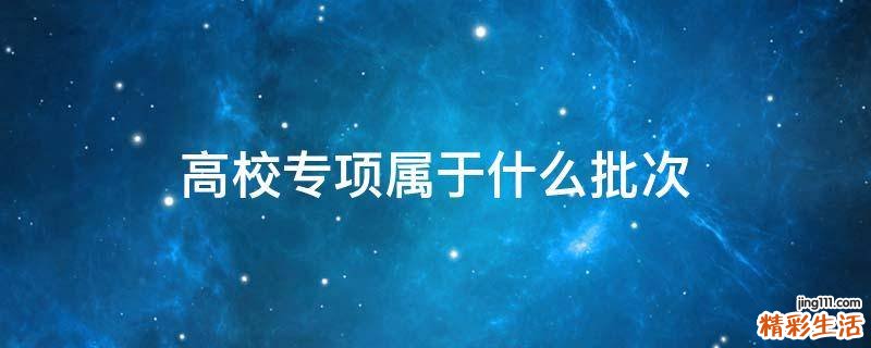高校专项属于什么批次