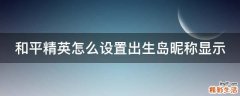 和平精英怎么设置出生岛昵称显示