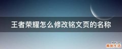 王者荣耀怎么修改铭文页的名称
