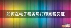 如何在电子税务局打印完税凭证