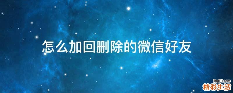 怎么加回删除的微信好友