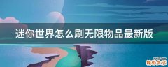 迷你世界怎么刷无限物品最新版