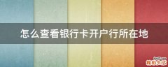 怎么查看银行卡开户行所在地