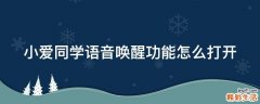 小爱同学语音唤醒功能怎么打开