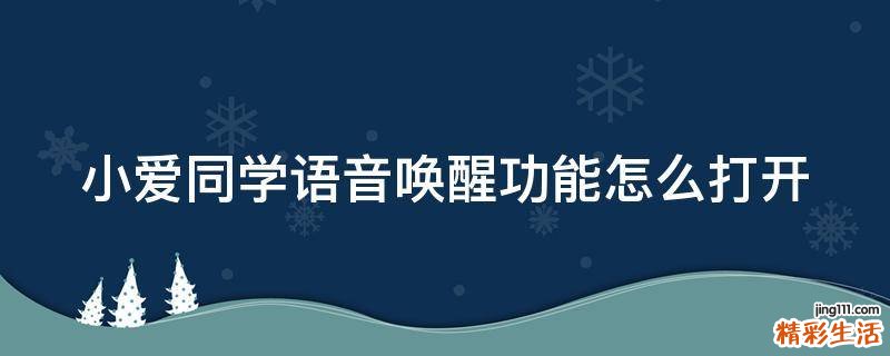 小爱同学语音唤醒功能怎么打开