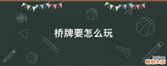 桥牌要怎么玩
