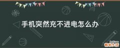 手机突然充不进电怎么办