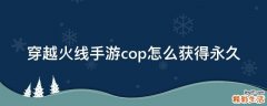 穿越火线手游cop怎么获得永久