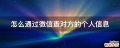 怎么通过微信查对方的个人信息