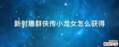 新射雕群侠传小龙女怎么获得