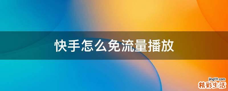 快手怎么免流量播放