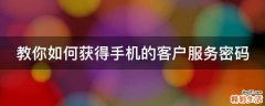 教你如何获得手机的客户服务密码