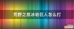 荒野之息冰岩巨人怎么打