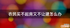 农民买不起房又不让建怎么办